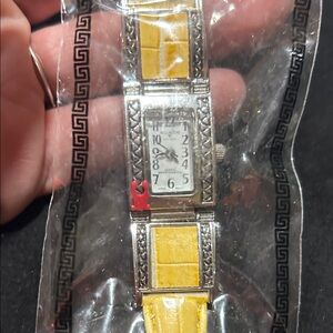 Yellow and Silver Women's Watch by Geneva